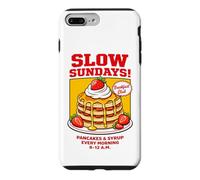 Slow Sundays Pancake Breakfast Funny Illustration Graphic Coque pour iPhone 7 Plus/8 Plus