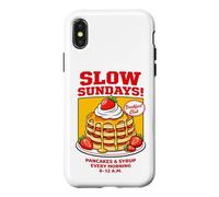 Slow Sundays Pancake Breakfast Funny Illustration Graphic Coque pour iPhone X/XS