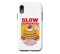 Slow Sundays Pancake Breakfast Funny Illustration Graphic Coque pour iPhone XR