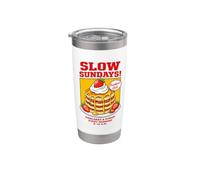 Slow Sundays Pancake Breakfast Funny Illustration Graphic Gobelet isotherme en acier inoxydable double paroi
