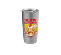 Slow Sundays Pancake Breakfast Funny Illustration Graphic Gobelet isotherme en acier inoxydable double paroi