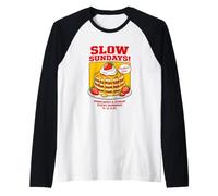 Slow Sundays Pancake Breakfast Funny Illustration Graphic Manche Raglan