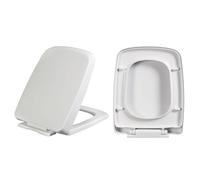 SlowClose Siège de toilette carré avec charnière supérieure fixe rectangulaire et couvercle SoftClose Blanc 06B Durable Installation facile Accessoire de salle de bain moderne Ajustement universel