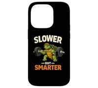Slower But Smarter Tortue Haltérophilie Gym Humour Coque pour iPhone 14 Pro