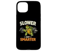 Slower But Smarter Tortue Haltérophilie Gym Humour Coque pour iPhone 15 Plus