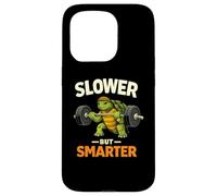 Slower But Smarter Tortue Haltérophilie Gym Humour Coque pour iPhone 15 Pro