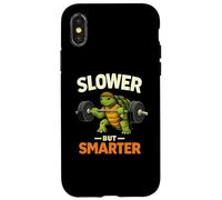 Slower But Smarter Tortue Haltérophilie Gym Humour Coque pour iPhone X/XS