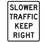 Slower Traffic Keep Right Panneau en métal vintage 20,3 x 30,5 cm