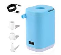 Slowowing Mini Air Pump, 4 in 1 Tiny Multi-Function Air Pump with LED Light, Battery USB Rechargeable, Fast Inflation/Deflation for Pool Floats & Inflatable(Blue)