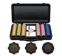 SLOWPLAY Set de jetons de Poker en Argile Nash 14 g Édition Black Gold - Core Set de 300 pièces | Jetons numérotés : 5,25,100 | Mallette Haut de Gamme avec Coque en Polycarbonate Durable
