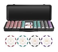 SLOWPLAY Set de jetons de Poker en Argile Nash 14 g Édition White Gold - Core Set de 500 pièces | Jetons numérotés : 5,25,100,500 | Mallette Haut de Gamme avec Coque en Polycarbonate Durable