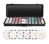 SLOWPLAY Set de jetons de Poker en Argile Nash 14 g, édition White Gold - Full Set de 500 pièces | Jetons numérotés : 1,5,25,100,500,1000 | Mallette Haut de Gamme avec Coque en Polycarbonate Durable