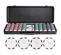 SLOWPLAY Set de Poker Nash avec Mallette, 500 jetons en Argile de 14 g | Jetons numérotés, bon lestage, mallette en polycarbonate, 2 jeux de cartes en plastique, bouton dealer en métal, White Gold