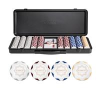 SLOWPLAY Set de Poker Nash avec Mallette, 500 jetons en Argile de 14 g | Jetons sans valeur, bon lestage, mallette en polycarbonate, 2 jeux de cartes en plastique, bouton dealer en métal, White Gold