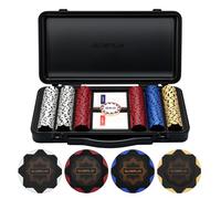SLOWPLAY Set Poker Argile Nash, jetons 14 g/40 mm, Texas Hold’em | Édition Black Gold; 300 sans valeur; mallette premium PC; jetons argile composite; style Art déco