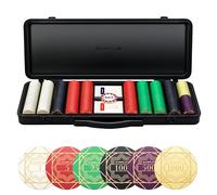 SLOWPLAY Set Poker céramique Nash, jetons 10 g/39 mm, Texas Hold’em | 500 pièces numérotées; mallette premium PC; jetons composite céramique; Art déco