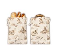 slowroom Lot de 2 sacs à pain en coton - Sac à pain réutilisable pour conserver le pain frais - Sac à pain et à petits pains avec cordon - 38x28 cm