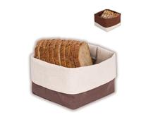 slowroom Panier à pain en coton - Panier à pain réversible - Panier à pain moderne carré 12,5 x 12,5 - Panier à pain en tissu ajustable de 8 à 13 cm de hauteur, Marron