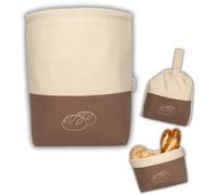 slowroom Sac à Pain, 32 × 35 cm, Coton, 3-en-1, Lavable à 40 °C, Marron | Sac Pain Réutilisable, 3 couches respirantes, membrane microporeuse, contact alimentaire, pour pains et viennoiseries