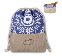 slowroom Sac à Pain en Lin 30 x 34 cm, Double Couche, Lavable à 40 °C | Corbeille à Pain 2 en 1, 287 g/m², Contact Alimentaire, Jusqu’à 20 Petits Pains, Fabrication Artisanale UE, Azur