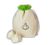 slowroom Sac de Rangement pour Ail - Sac a legumes en 100% Coton avec Cordons de Serrage - Protège Contre la Lumière et Légumes Germes - 36 x 37 cm