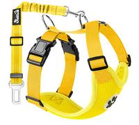 SlowTon Ensemble de Harnais et Laisse de sécurité de Voiture, imbracatura per animali domestici Con Cintura di sicurezza per Viaggio e USO quotidiano Cinghia elastica regolabile e Gilet