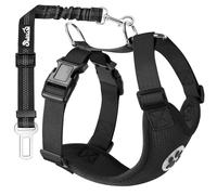 SlowTon Ensemble de Harnais et Laisse de sécurité de Voiture, Multifonction Tissu Réglable Respirant Gilet Ordinaire Harnais avec Ceinture De Sécurité en Voiture Route Voyage Promenade