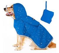 SlowTon Imperméable pour Chien, Veste de Pluie Double Couche à Capuche Transparente pour Petits Chiens, Chiens Moyens, Chiots, Poncho pour Chien avec Bande réfléchissante