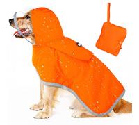 SlowTon Imperméable pour Chien, Veste de Pluie Double Couche à Capuche Transparente pour Petits Chiens, Chiens Moyens, Chiots, Poncho pour Chien avec Bande réfléchissante