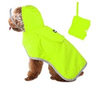 SlowTon Imperméable pour Chien, Veste de Pluie Double Couche à Capuche Transparente pour Petits Chiens, Chiens Moyens, Chiots, Poncho pour Chien avec Bande réfléchissante
