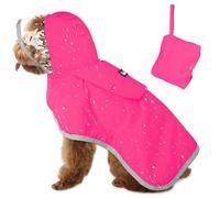 SlowTon Imperméable pour Chien, Veste de Pluie Double Couche à Capuche Transparente pour Petits Chiens, Chiens Moyens, Chiots, Poncho pour Chien avec Bande réfléchissante