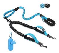 SlowTon Laisse double pour 2 chiens - Laisse double pour chien anti-nœuds avec trois poignées, pivotante à 360 °, double laisse réfléchissante, résistante et absorbant les chocs, entraînement de