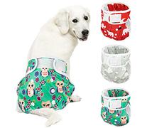 SlowTon Lot de 3 couches pour chiennes, lavables, anti-fuites, douces, hautement absorbantes et respectueuses de l'environnement, avec boutons réglables en cas d'incontinence et de chaleur