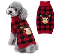 SlowTon Pull de Noël pour Chien avec Motif de Renne, vêtement d’Hiver à Carreaux pour Petits et Moyens Chiens et Chats