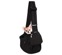 Slowton Sac de transport pour animal de compagnie avec bandoulière rembourrée réglable et fermeture Éclair, For Pets Up to 9 lbs, noir