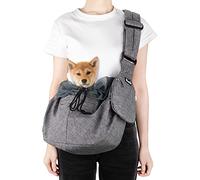 SlowTon Sling Dog, écharpe Papoose Main Libre pour Chien Chiot Sac de Transport de Chat avec Supports en Bas Bandoulière réglable et Ceinture de sécurité pour Les Petits Chiens pour Tous Les Jours