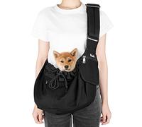 SlowTon Sling Dog, écharpe Papoose Main Libre pour Chien Chiot Sac de Transport de Chat avec Supports en Bas Bandoulière réglable et Ceinture de sécurité pour Les Petits Chiens pour Tous Les Jours