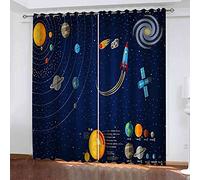 SLOYCA Rideau Occultant 150x166cm fusée planétaire Rideau Occultant Rideau Opaque avec Œillets Rideaux Occultant - Rideau Fenetre pour La Chambre des Enfants Chambre Salon