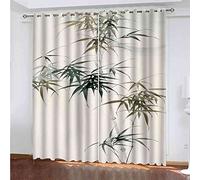 SLOYCA Rideau Salon Occultant 2 Pièces imprimé Feuille de Bambou Vert, Isolant Thermique Rideaux à Oeillets Solid Lourd Décoration de Fenêtre pour Chambre, Rideaux Fenêtres Moderne Salon 234x220cm