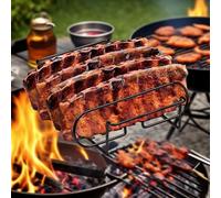 SLQM Spareribs Support pour Barbecue, Support pour Ribs, Outil d'extérieur antiadhésif, à séparation régulière, Convient pour Griller Les Steaks et Les Plats de Viande, Barbecue Party, Robuste
