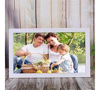 SLRMKK Cadre photo numérique 16:9 de 48 cm avec affichage publicitaire haute résolution MP3, vidéo, calendrier, réveil, avec télécommande, support USB, carte SD, blanc