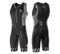 SLS3 Combinaison de triathlon pour homme - Trisuit - Triathlon pour homme - Triathlon Tri Suit FRT - Conçu par des athlètes pour athlètes, Rayures noires et grises, Large