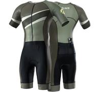 SLS3 Elite Aero Tri Suit Combinaison de triathlon pour homme - Fermeture éclair intégrale, manches aérodynamiques, poches intérieures et arrière (Verde, taille S)