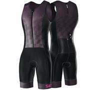 SLS3 Elite Triathlon Suits - Combinaison de triathlon sans manches pour homme - Fermeture éclair intégrale, séchage rapide, peau de chamois italienne, poches intérieures et arrière (obsidienne, XL)