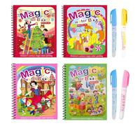SLshiBo Livre Magique à l'Eau 4 Pièces - Livre de Coloriage et Dessin Réutilisable pour Bébé avec Pinceau - Pour Enfants, Garçons et Filles