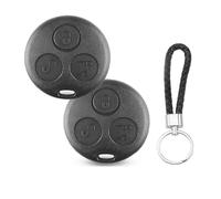 SLshiBo Lot de 2 Coque de Clé de Voiture Smart Télécommande 3 Boutons sans Lame Boitier Clé de Voiture avec Porte-clés Pilot pour Smart Fortwo 450 MC01 Roadster Cabrio Coupé 98-07