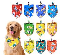 SLSON Lot de 10 bandanas pour chien à motif de balle lavables, bavoirs triangulaires sur le thème des jeux sur le thème des jeux pour animaux de compagnie, accessoires de décoration réglables pour