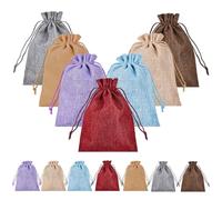 SLTAXAR 35Pcs Sachets en Jute, 13x18cm Pochettes Lin avec Cordon de Serrage Sac Cadeau Réutilisable Sac de Toile de Jute Pochon Jutes Pochette Tissu pour Mariage Noël Fête Bijoux (7 Couleurs)