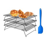 SLTAXAR Cadre en maille métallique à trois couches 3 PCS Grille de Refroidissement Patisserie Metal, 40 * 25cm Grille de Refroidissement Empilable Grille de Refroidissement Rectangulaire Antiadhésif
