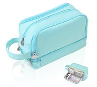 SLTAXAR Trousse Scolaire avec Compartiments en Toile Noire 22*10cm Trousse à Crayon Poignée Bureau Voyage